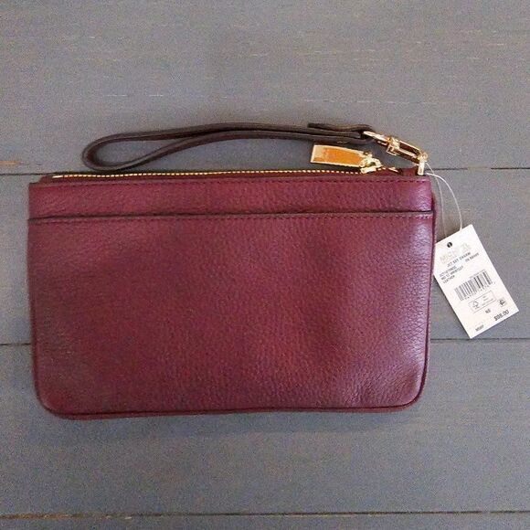 Michael Kors Women\'s Dark Berry Jet Set Charm Top Zip Wristlet Size Medium
